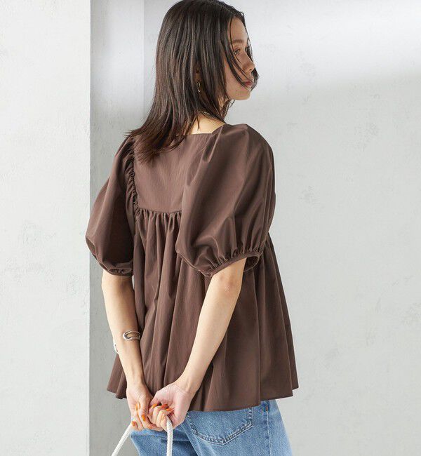 SHIPS for women「〈手洗い可能〉ストレッチ タフタ ウエスト ギャザー ブラウス」|シャツ・ブラウス|