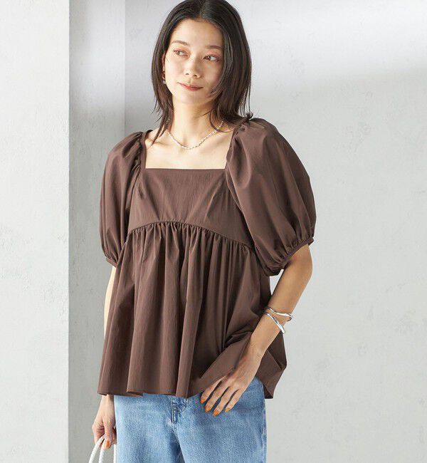 SHIPS for women「〈手洗い可能〉ストレッチ タフタ ウエスト ギャザー ブラウス」|シャツ・ブラウス|