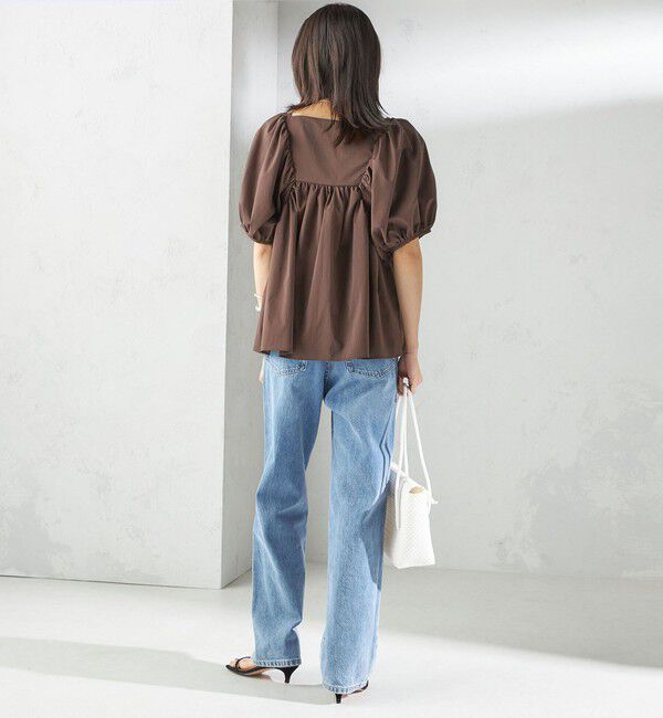 SHIPS for women「〈手洗い可能〉ストレッチ タフタ ウエスト ギャザー ブラウス」|シャツ・ブラウス|