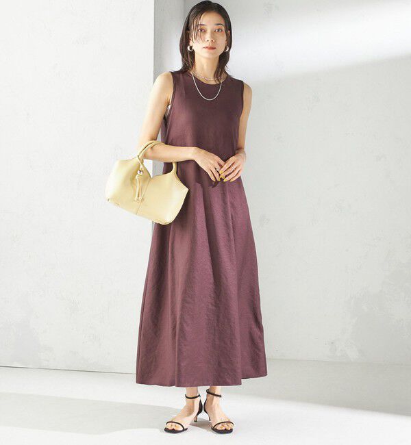 SHIPS for women「〈手洗い可能〉ツイル ノースリーブ ベルト付き ワンピース」|ワンピース|