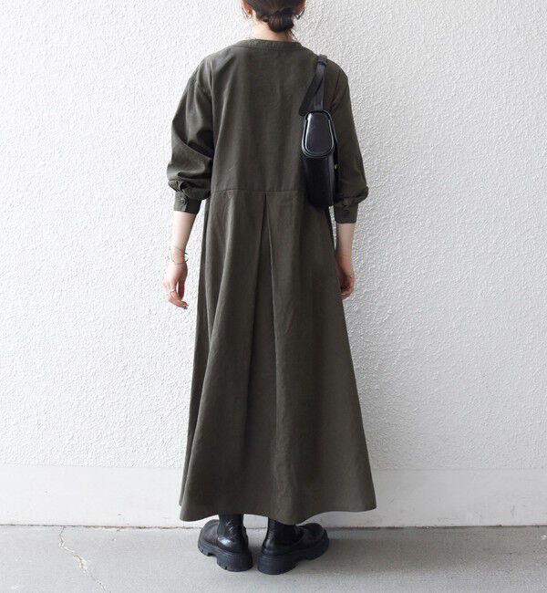 SHIPS any「SHIPS any:〈洗濯機可能〉ピーチスキン クルーネック ポケット フレア ワンピース」|ワンピース|