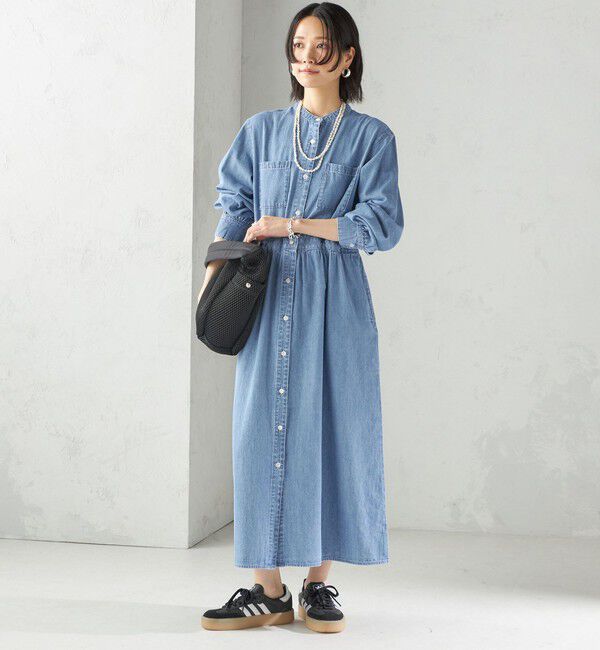 SHIPS for women「〈洗濯機可能〉ライトオンス デニム ウエスト 切替 ワンピース」|ワンピース|
