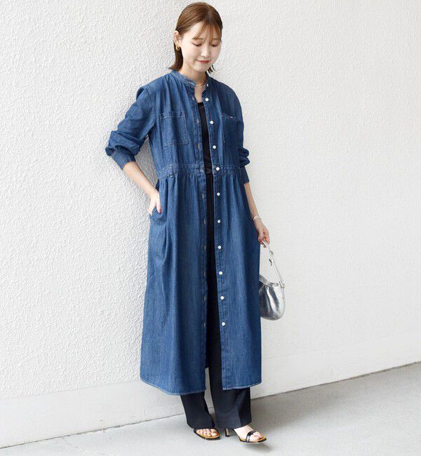 SHIPS for women「〈洗濯機可能〉ライトオンス デニム ウエスト 切替 ワンピース」|ワンピース|ブルー