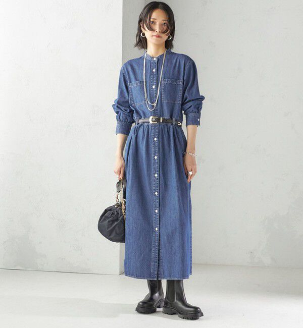 SHIPS for women「〈洗濯機可能〉ライトオンス デニム ウエスト 切替 ワンピース」|ワンピース|