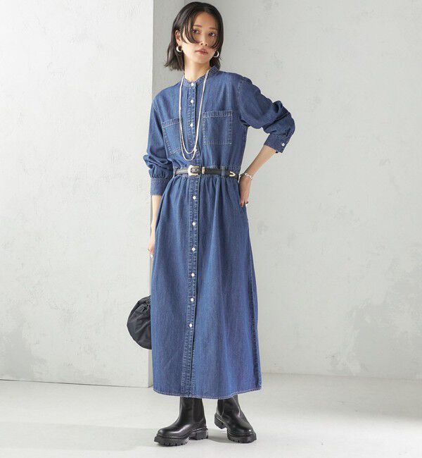 SHIPS for women「〈洗濯機可能〉ライトオンス デニム ウエスト 切替 ワンピース」|ワンピース|
