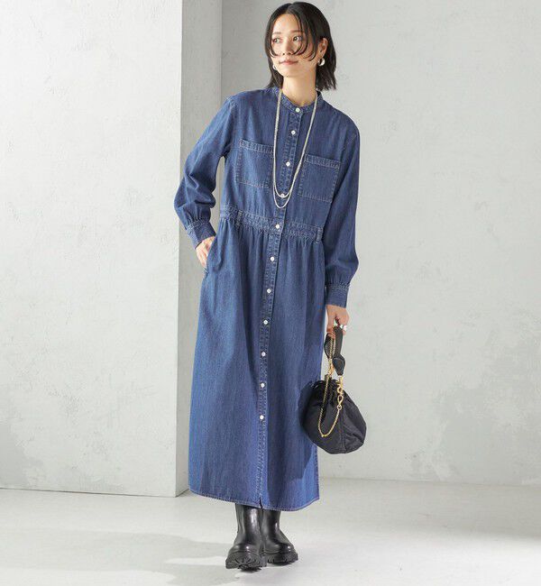 SHIPS for women「〈洗濯機可能〉ライトオンス デニム ウエスト 切替 ワンピース」|ワンピース|