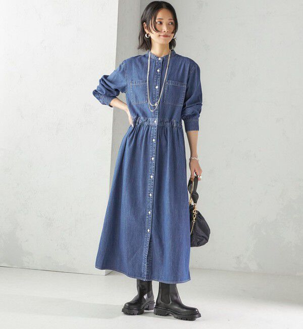 SHIPS for women「〈洗濯機可能〉ライトオンス デニム ウエスト 切替 ワンピース」|ワンピース|