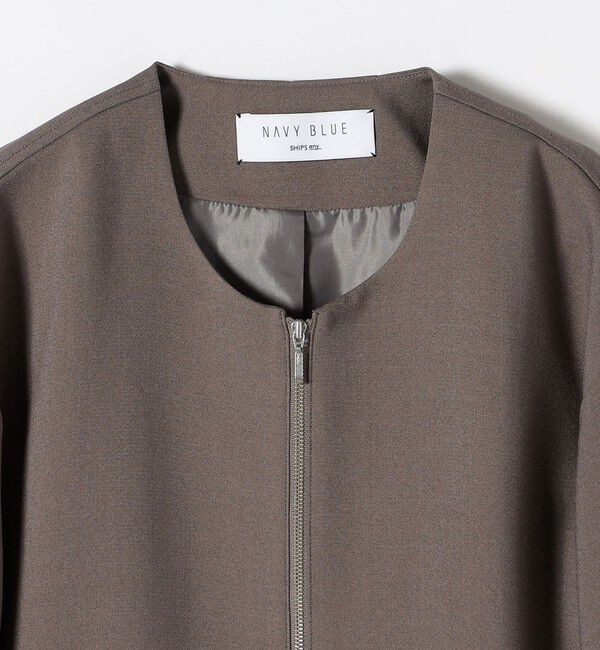 SHIPS any「SHIPS any:〈洗濯機可能〉ダブルクロス ノーカラー ジップ ブルゾン［NAVY BLUE］」|ノーカラージャケット|