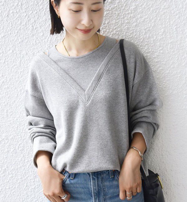 SHIPS for women「〈手洗い可能〉レイヤード デザイン ラメ メランジ 裏毛 プルオーバー」|スウェット・ジャージ|