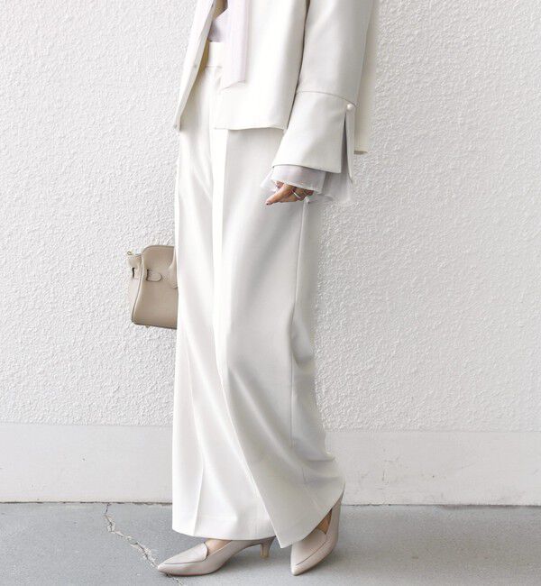 SHIPS for women「〈手洗い可能〉ダブル クロス セミ ワイド パンツ（セレモニー対応可）」|その他|