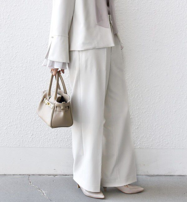 SHIPS for women「〈手洗い可能〉ダブル クロス セミ ワイド パンツ（セレモニー対応可）」|その他|