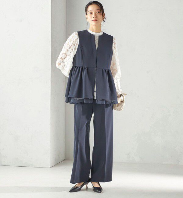 SHIPS for women「〈手洗い可能〉ダブル クロス セミ ワイド パンツ（セレモニー対応可）」|その他|