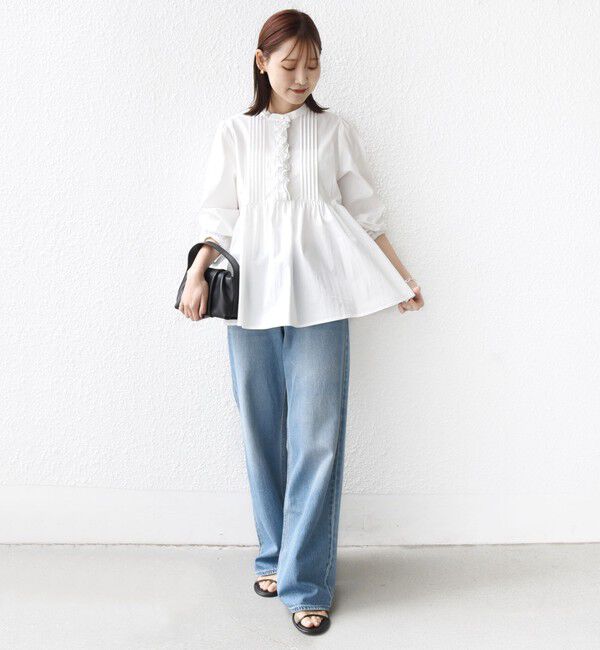 SHIPS for women「【WEB限定】〈手洗い可能〉フリル 刺繍 ペプラム ブラウス」|シャツ・ブラウス|