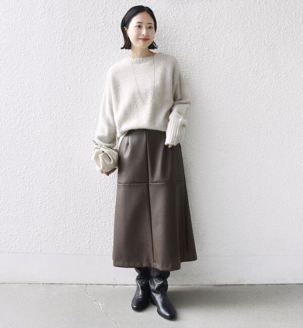 SHIPS for women「〈手洗い可能〉合成皮革 ウエスト ゴム スカート」|スカート|