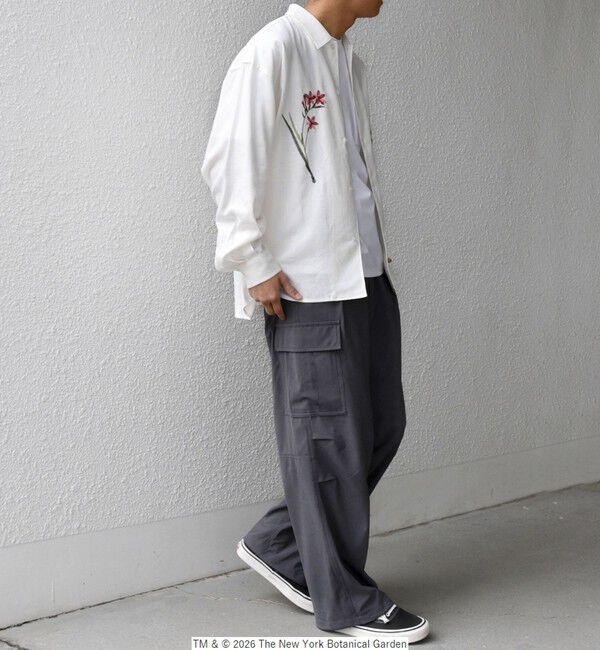 SHIPS any「【SHIPS any別注】NYBG: フラワー ロゴ 刺繍 リラックス リネン ミックス シャツ◆」|シャツ・ブラウス|