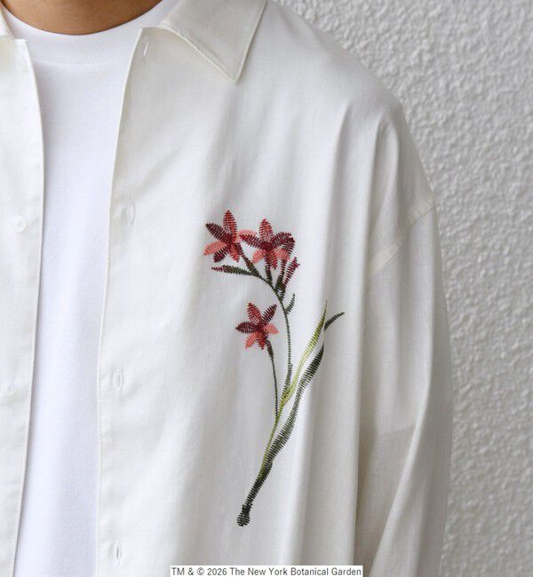SHIPS any「【SHIPS any別注】NYBG: フラワー ロゴ 刺繍 リラックス リネン ミックス シャツ◆」|シャツ・ブラウス|