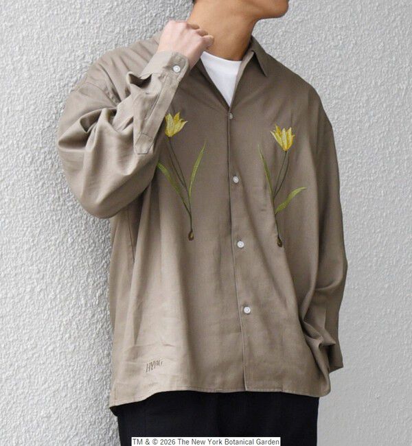 SHIPS any「【SHIPS any別注】NYBG: フラワー ロゴ 刺繍 リラックス リネン ミックス シャツ◆」|シャツ・ブラウス|