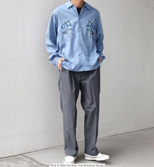 SHIPS any「【SHIPS any別注】NYBG: フラワー ロゴ 刺繍 リラックス リネン ミックス シャツ◆」|シャツ・ブラウス|