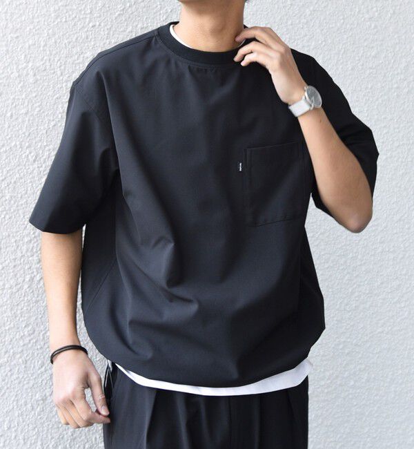 SHIPS any「SHIPS any:〈吸水速乾〉Rapidry クルーネック スピンドル ポケット Tシャツ(セットアップ対応)◇」|Tシャツ・カットソー|ブラック