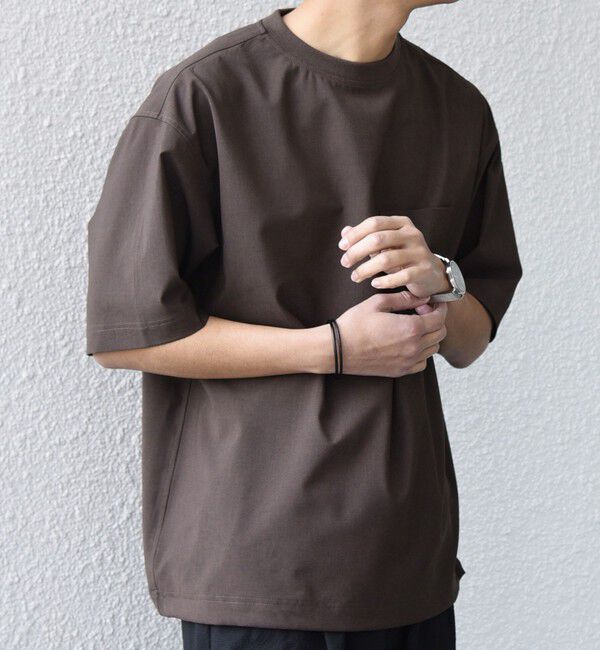 SHIPS any「SHIPS any:〈吸水速乾〉Rapidry クルーネック スピンドル ポケット Tシャツ(セットアップ対応)◇」|Tシャツ・カットソー|ブラウン