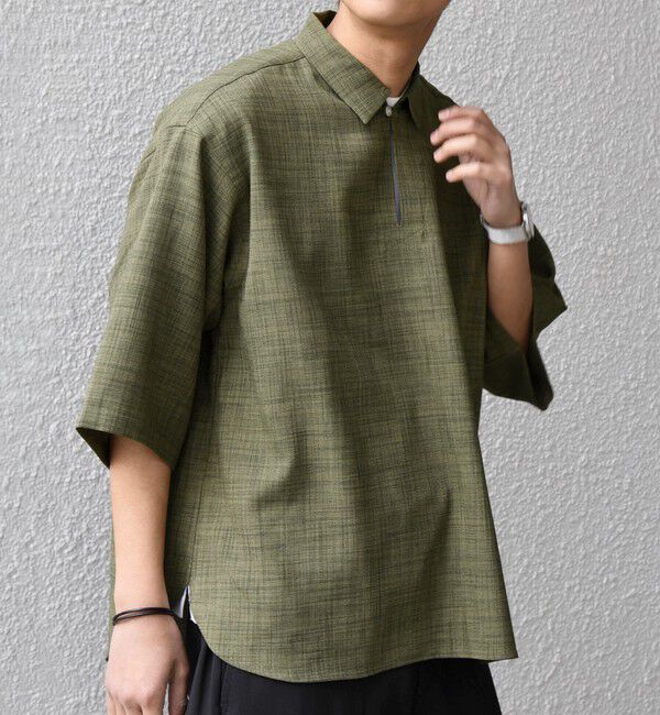 SHIPS any「SHIPS any:〈UVカット〉FUTURE LINEN CANVAS リネンライク スキッパー プルオーバーシャツ◇」|シャツ・ブラウス|