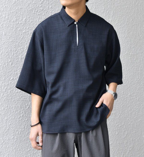 SHIPS any「SHIPS any:〈UVカット〉FUTURE LINEN CANVAS リネンライク スキッパー プルオーバーシャツ◇」|シャツ・ブラウス|