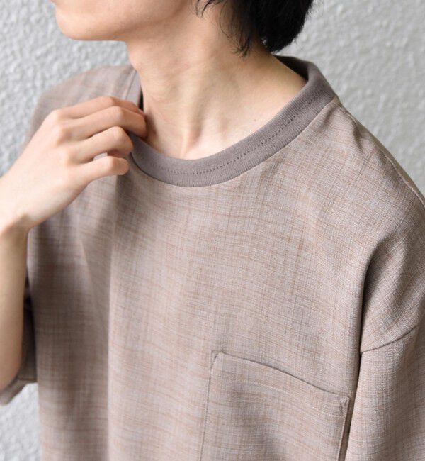 SHIPS any「SHIPS any:〈UVカット〉FUTURE LINEN CANVAS リネンライク デザイン リブ ポケット Tシャツ◇」|Tシャツ・カットソー|
