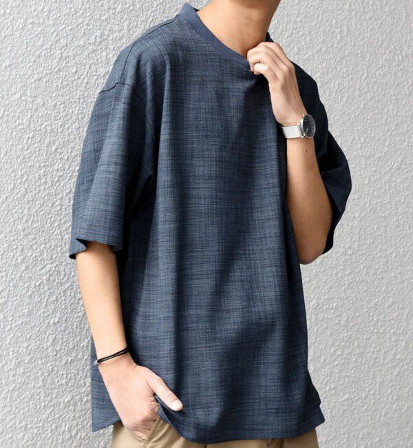 SHIPS any「SHIPS any:〈UVカット〉FUTURE LINEN CANVAS リネンライク デザイン リブ ポケット Tシャツ◇」|Tシャツ・カットソー|