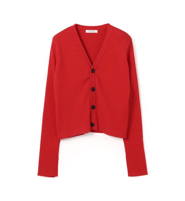 MACPHEE「コットンリブ Vネックカーディガン」|カーディガン|35 レッド
