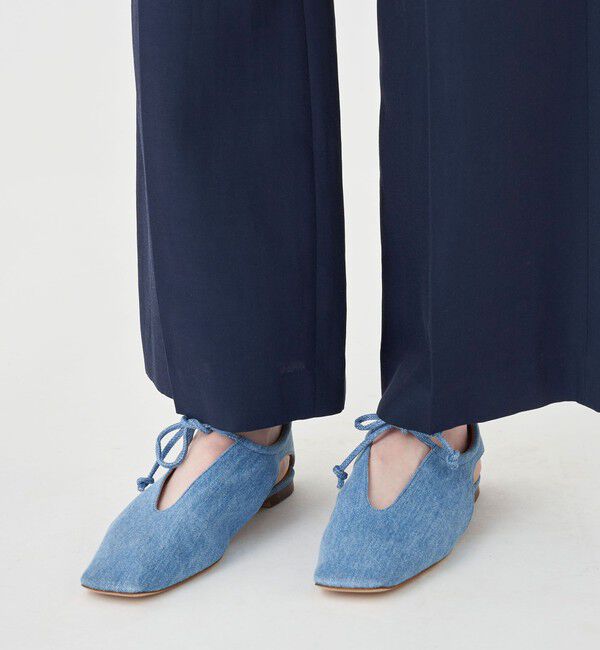 MACPHEE「コットンアセテートツイル タックフレアパンツ」|スラックス|