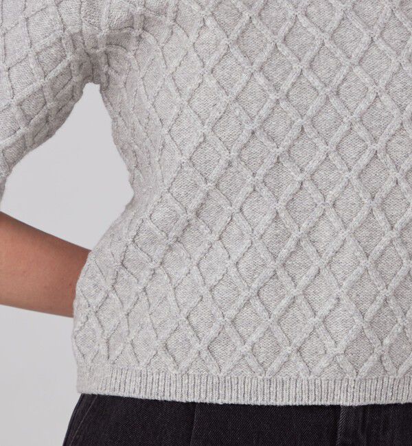 MACPHEE「ハイブリットコットンケーブル ハーフスリーブプルオーバー」|ニット・セーター|