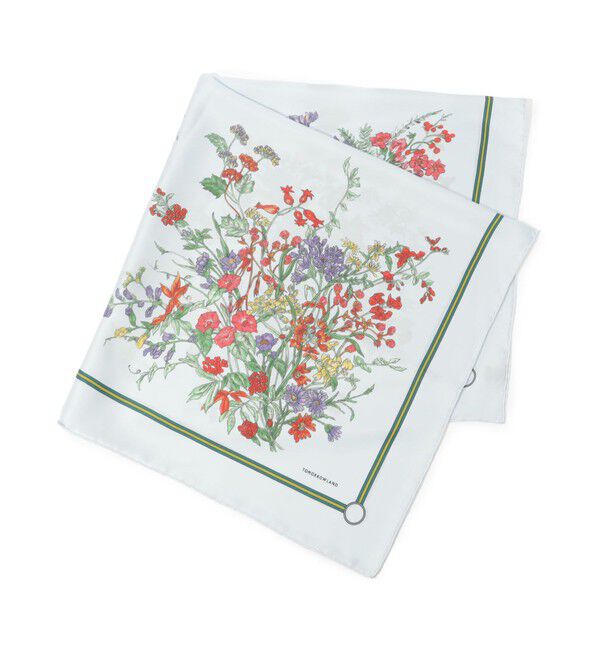 TOMORROWLAND GOODS「TOMORROWLAND フラワーシルクスカーフ」|バンダナ・スカーフ|62 ライトブルー系