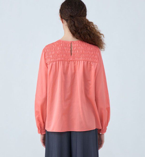 Ballsey「コットンシルクサテン シャーリングブラウス」|シャツ・ブラウス|