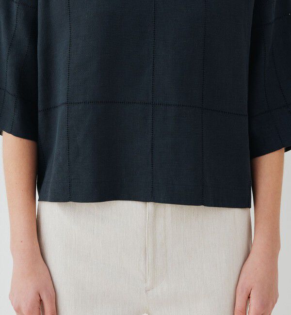 GALERIE VIE「リブコンビフレンチリネン ワイドシャツ」|シャツ・ブラウス|