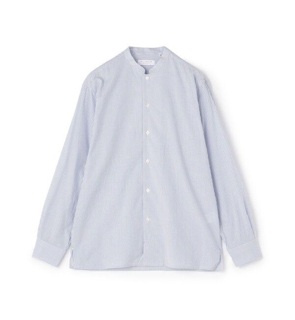 TOMORROWLAND MENS「コットンシルク バンドカラー ロングスリーブシャツ」|シャツ・ブラウス|66 ブルー系