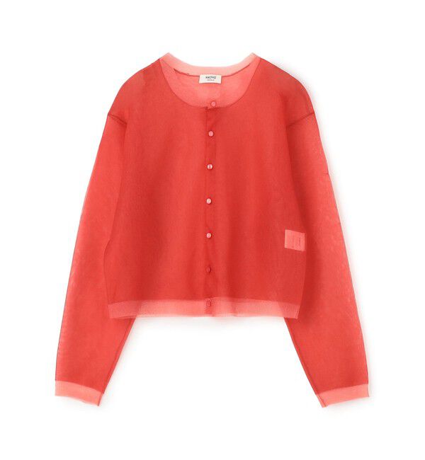 MACPHEE「シアーレイヤー クルーネックカーディガン」|カーディガン|35 レッド