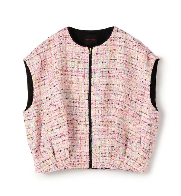 TOMORROWLAND collection「コロレファンシーツイード ジップアップジレ」|ベスト・ジレ|32 ピンク系