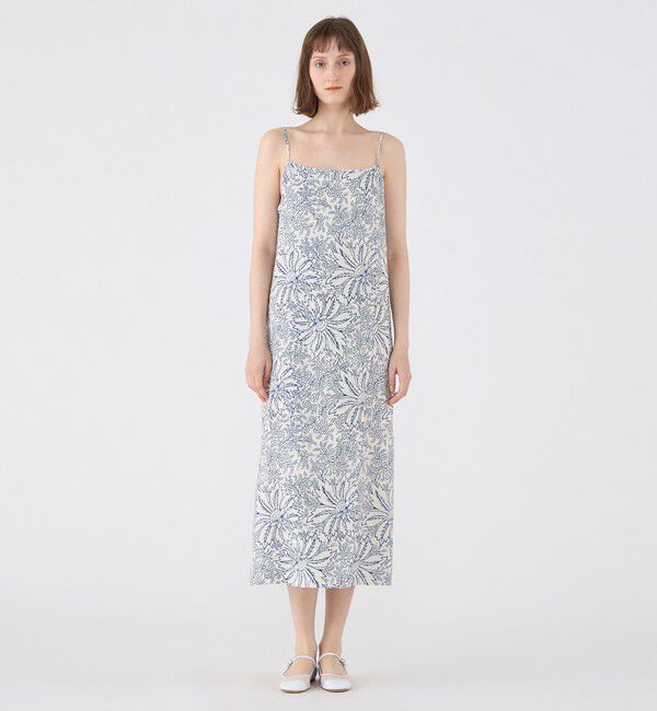 SOULEIADO「リネンプリント ラップキャミソールドレス」|ワンピース|