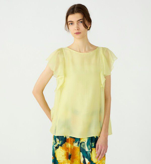 Ballsey「【WEB先行予約】セルロースポリエステルオーガンジー フレアスリーブブラウス」|シャツ・ブラウス|