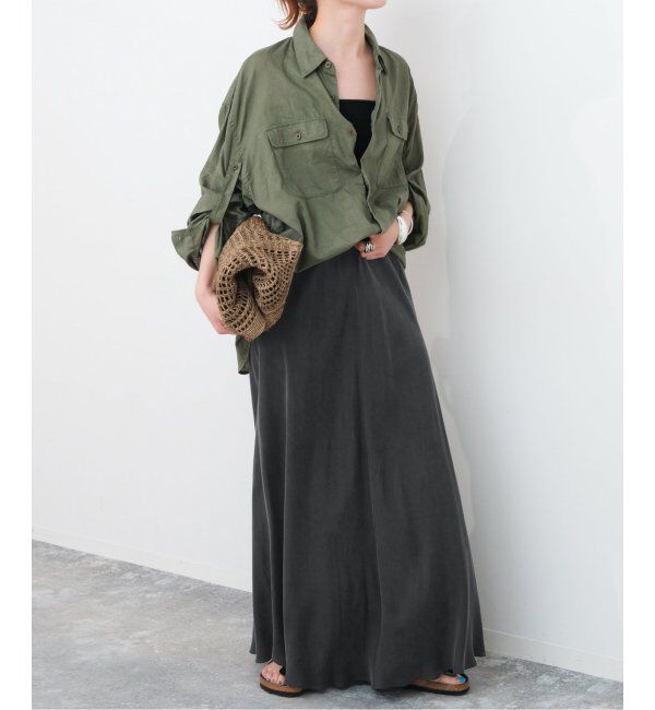 Spick and Span「《追加》ウォッシャブルキュプラフレアスカート」|スカート|