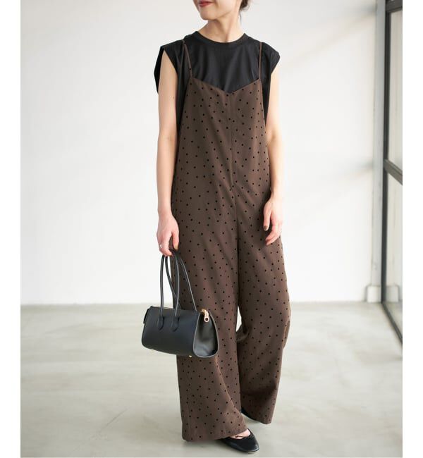Spick and Span「《WEB限定》フロッキードットキャミサロペット」|オールインワン|