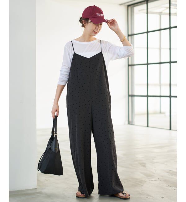 Spick and Span「《WEB限定》フロッキードットキャミサロペット」|オールインワン|