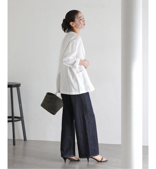  「【洗える】ウォッシャブルリネン混ジャケット」|テーラードジャケット|