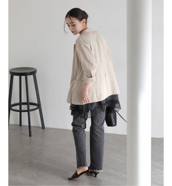  「【洗える】ウォッシャブルリネン混ジャケット」|テーラードジャケット|