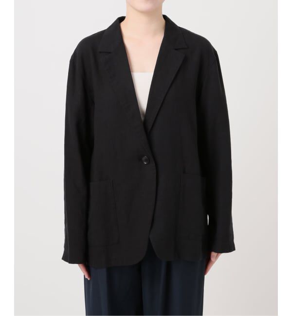  「【洗える】ウォッシャブルリネン混ジャケット」|テーラードジャケット|