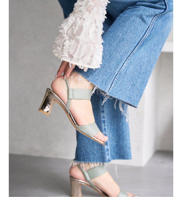  「《追加》6cmゴムストラップサンダル」|サンダル|カーキ