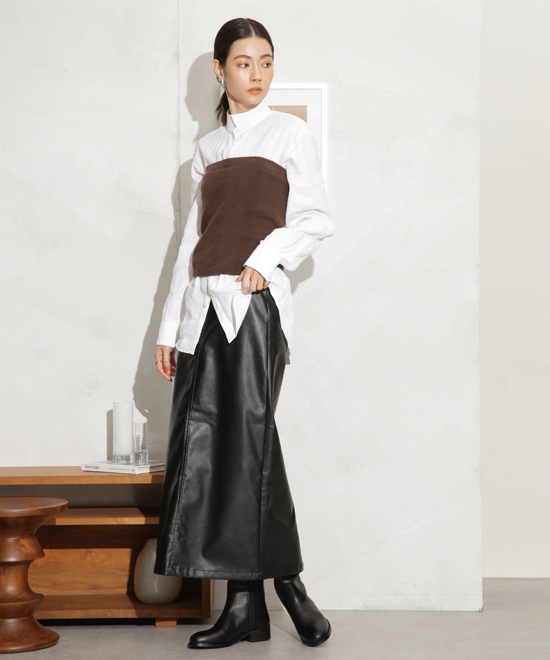 nano･universe「LOGAN/別注 フェイクレザー イージースカート」|スカート|