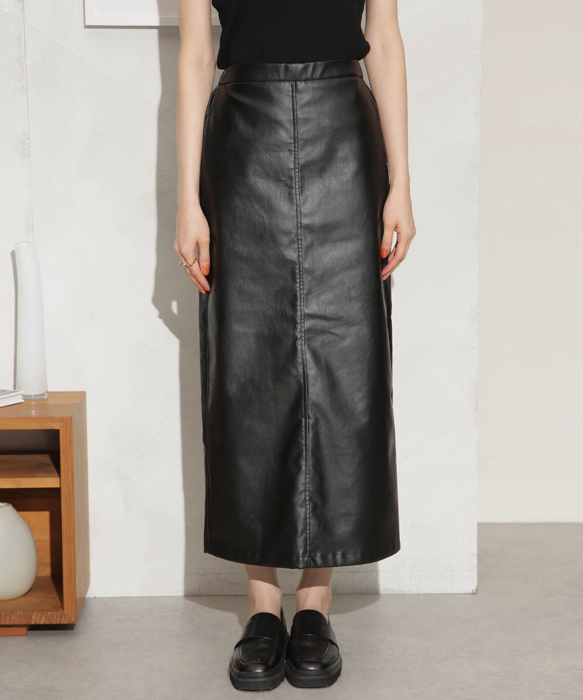 nano･universe「LOGAN/別注 フェイクレザー イージースカート」|スカート|