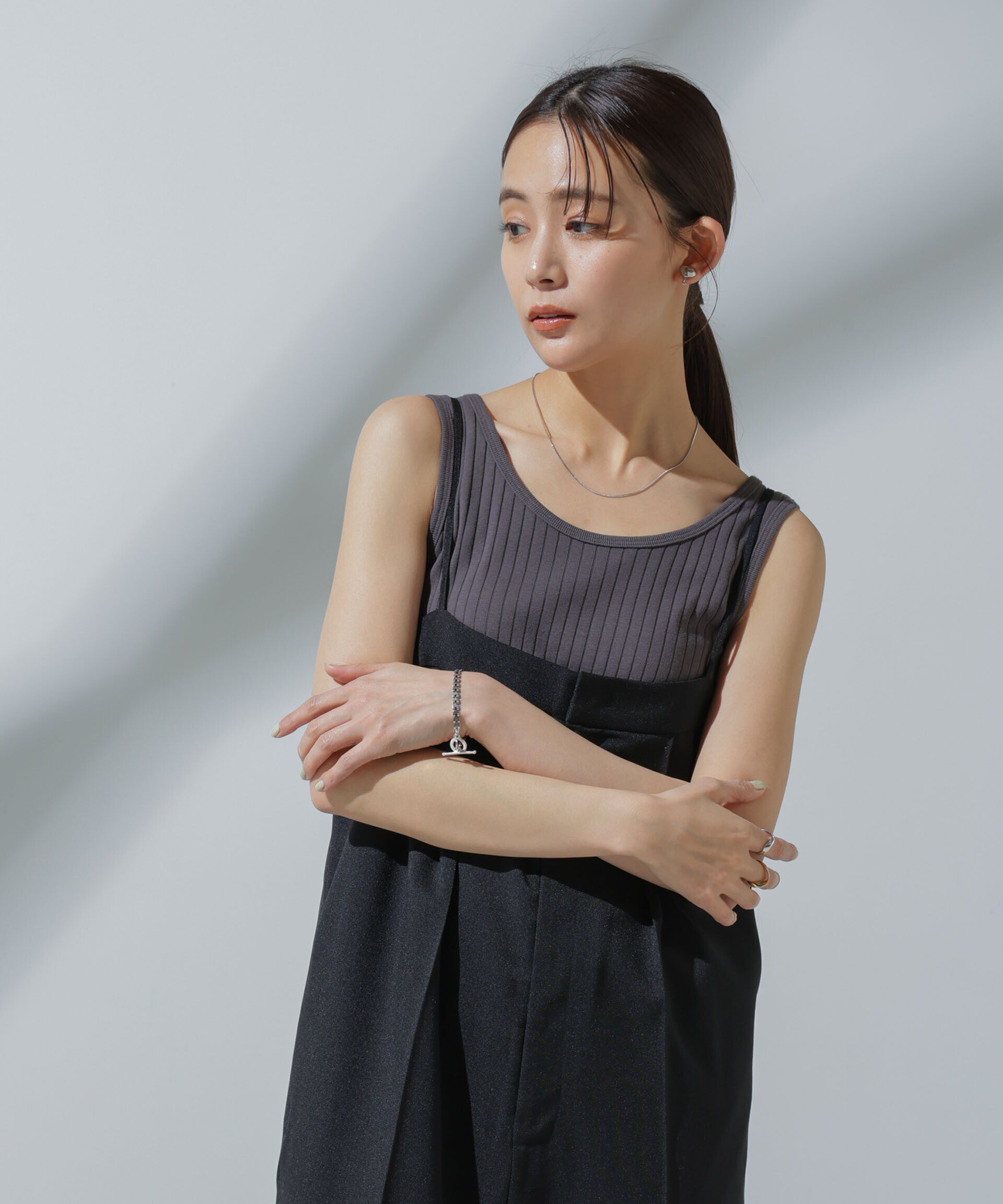 nano･universe「Anti Soaked(R) 汗染み防止 リブタンクトップ」|タンクトップ|チャコール3