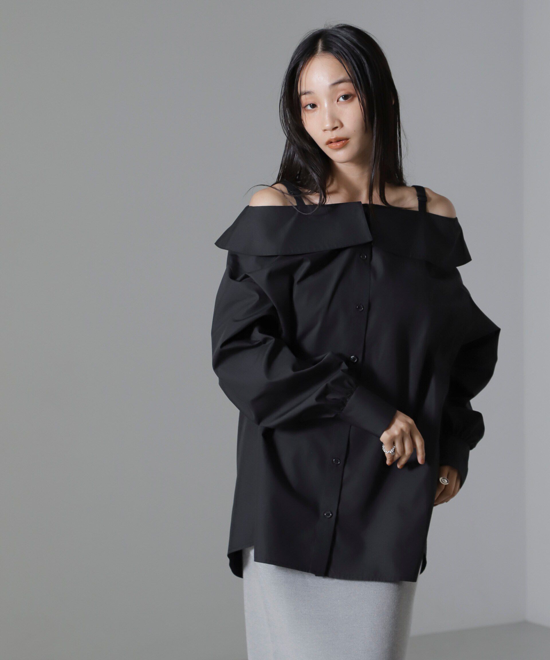 nano･universe「オフショルダーデザインシャツ」|シャツ・ブラウス|